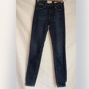 Frame Denim Jeans Size 24 Womens Le High Skinny notched Hem Dark Wash Stretch